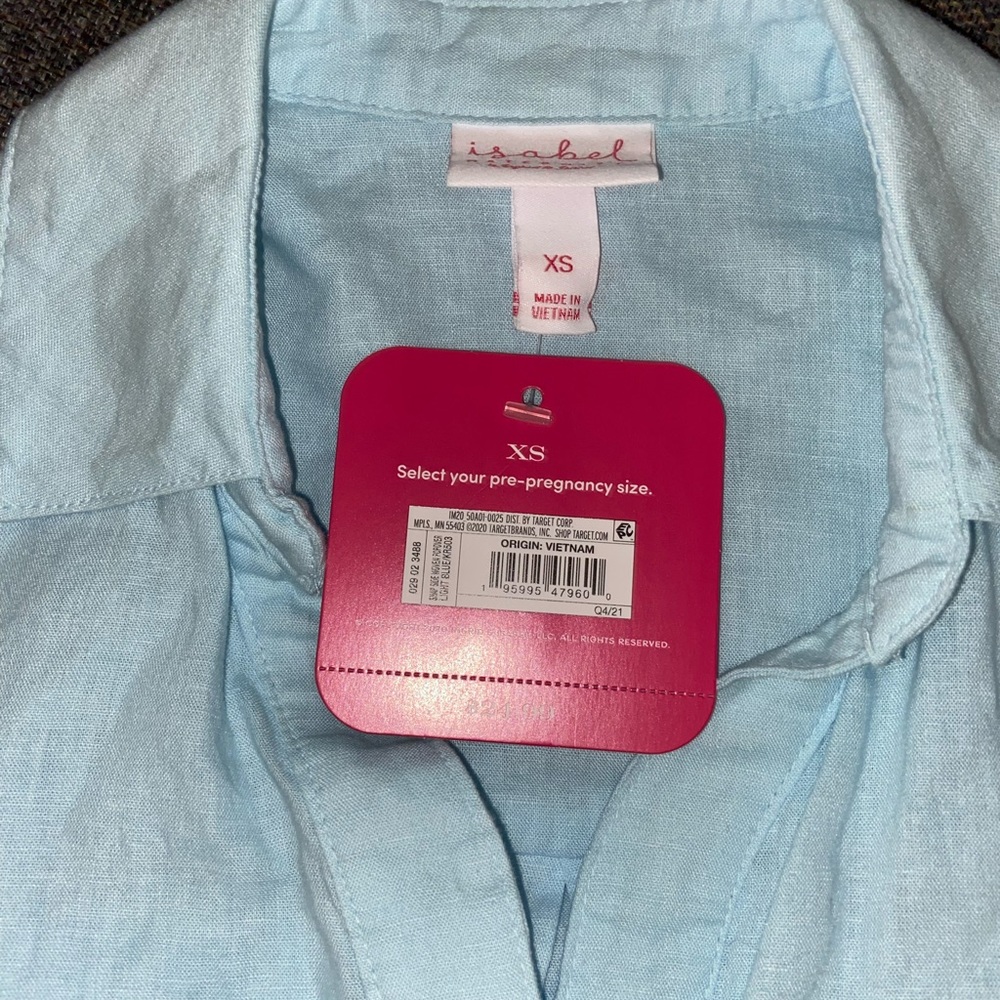 Long Sleeve Collared Side Woven Popover Maternity Shirt - Isabel Maternity, XS - Picture 7 of 9